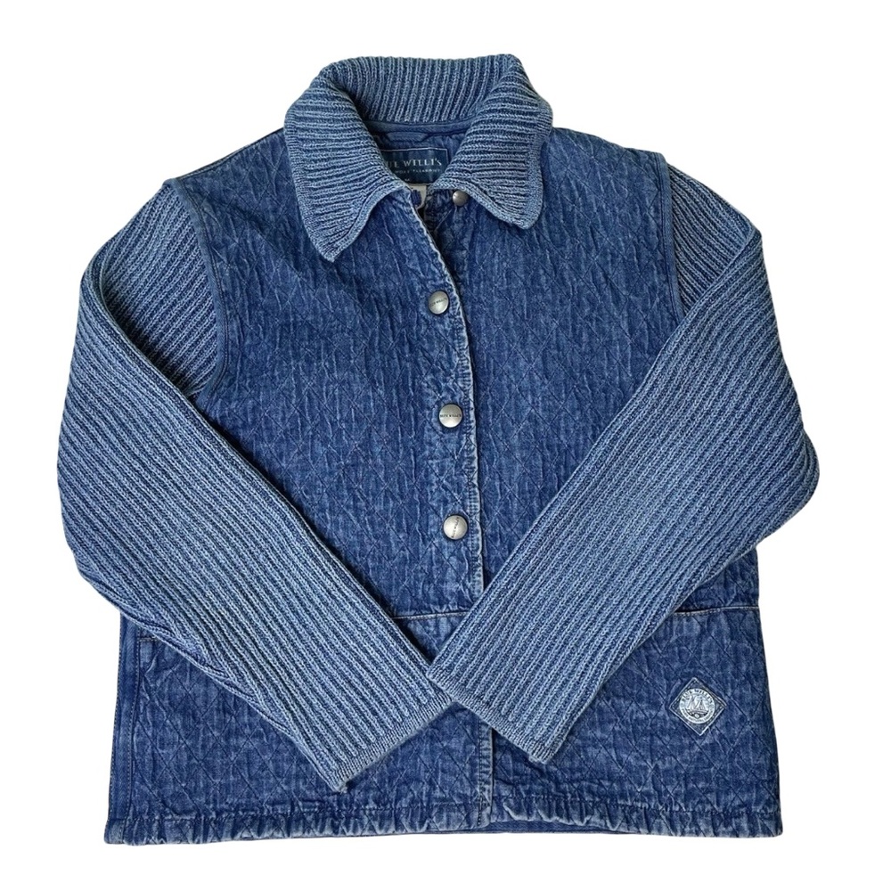 Vintage 90s Blue Willi’s Denmark Quilted Denim Sweater